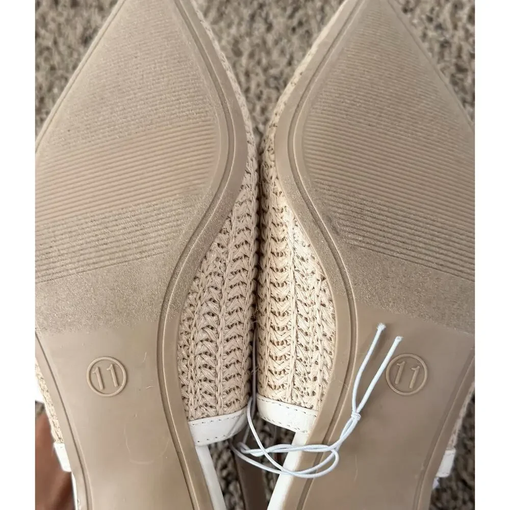A New Day Women’s Slingback Kitten Heel Woven Pointed Toe Shoes Size 11
